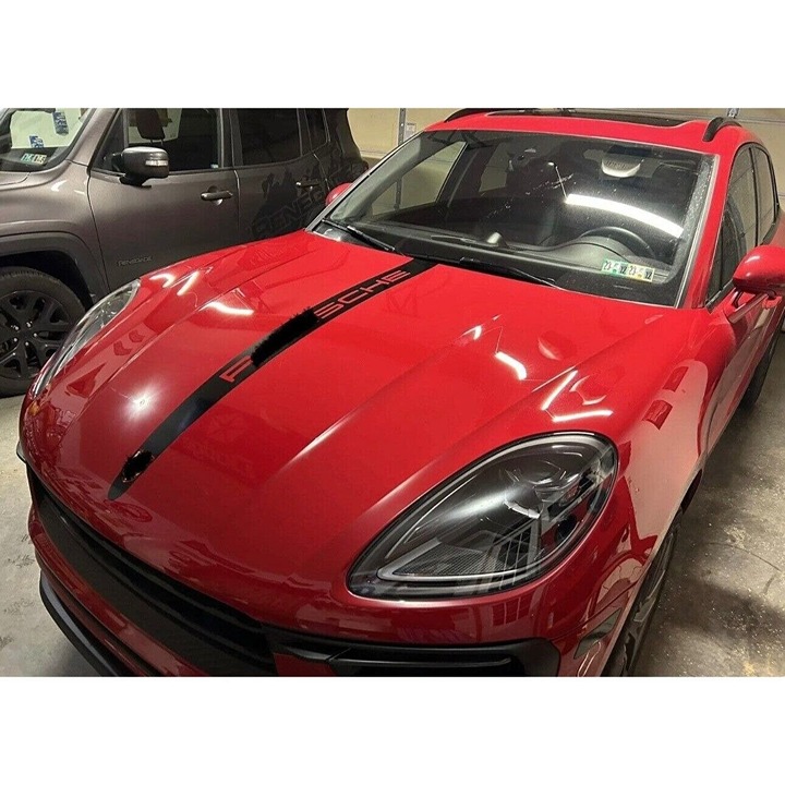 Dry Matte Carbon Fiber Custom Hood Stripe Decal For Porsche Macan 2015-2023 Turb