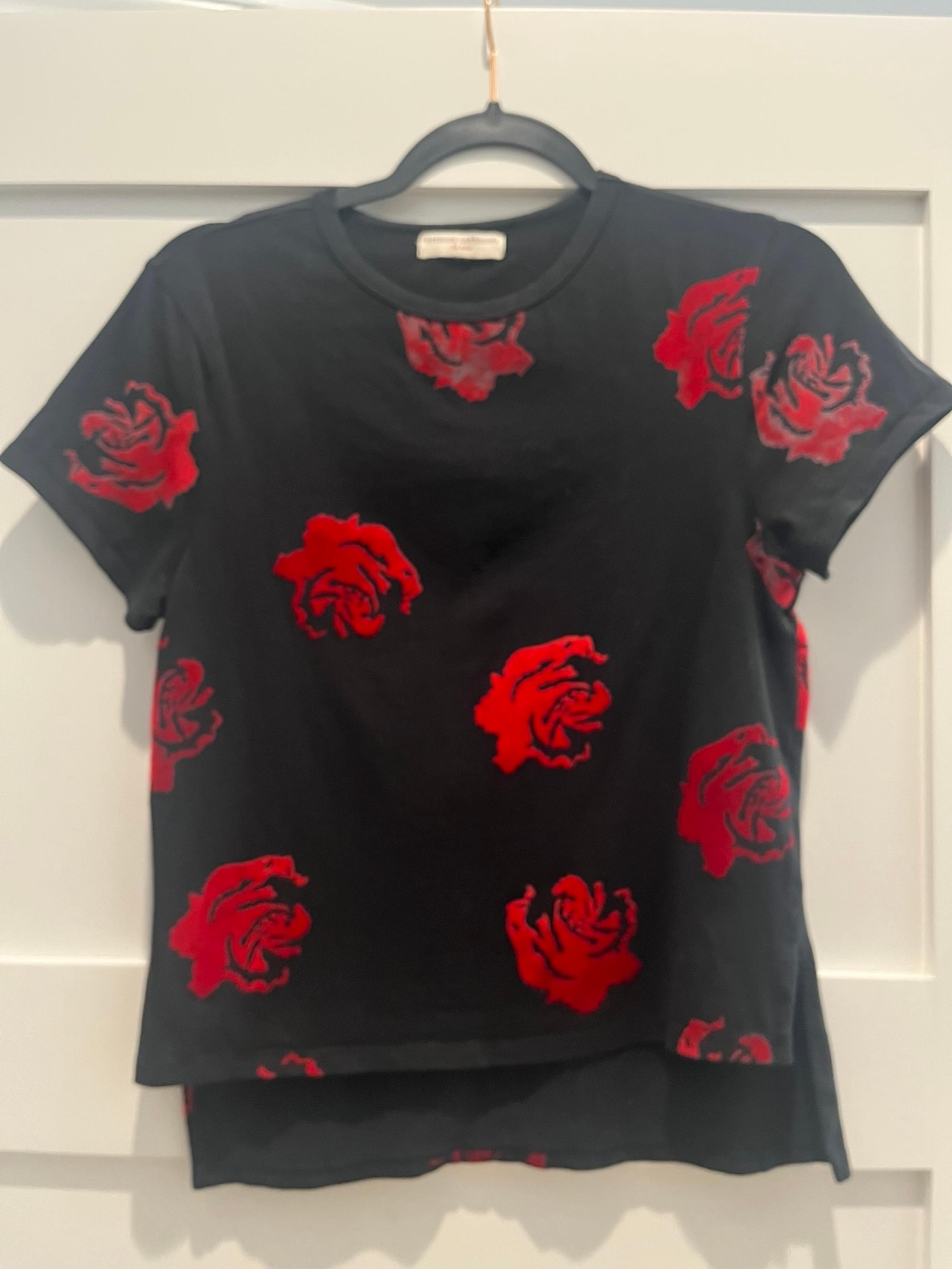 Y2K Opening Ceremony Velvet Rose T Shirt Small