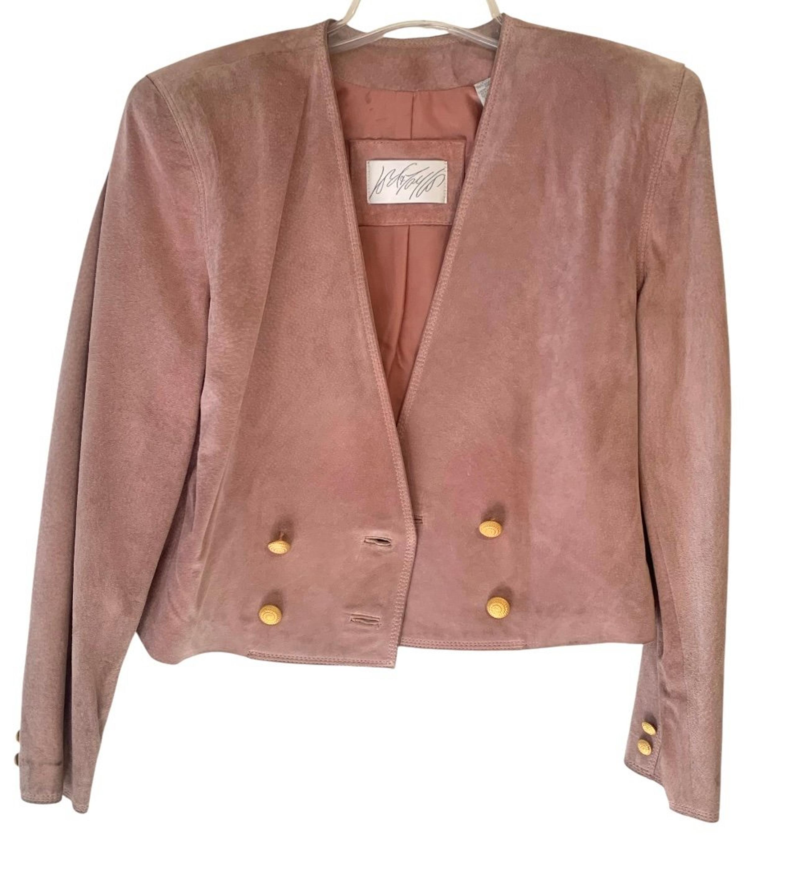 Cropped Leather Suede Blazer in Dusty Pink Vintage Lord & Taylor Women’s Size 6