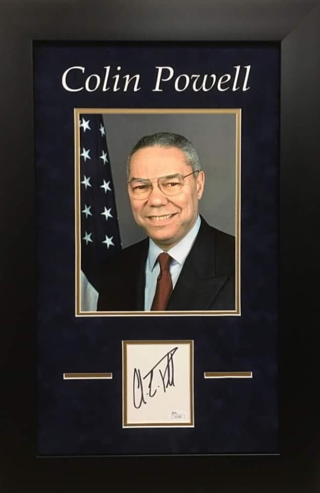 Colin Powell signed photo display
