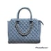 Just Fab Blue Jean Handbag Silver Plastic Chain 3 Divide pockets