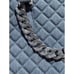 Just Fab Blue Jean Handbag Silver Plastic Chain 3 Divide pockets