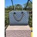 Just Fab Blue Jean Handbag Silver Plastic Chain 3 Divide pockets