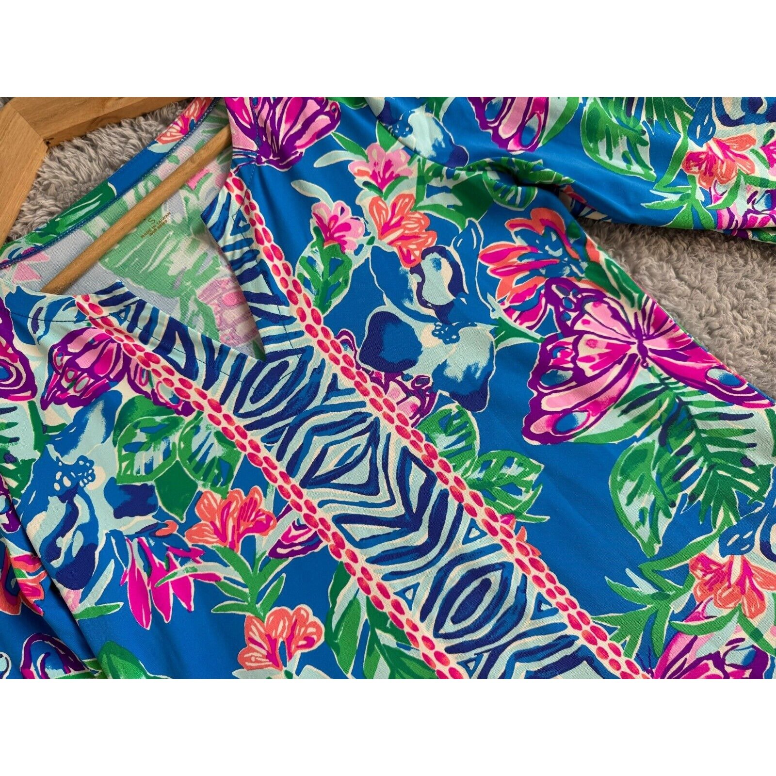 Lilly Pulitzer Nadine Dress UPF 50+ Pundy Blue Isle S