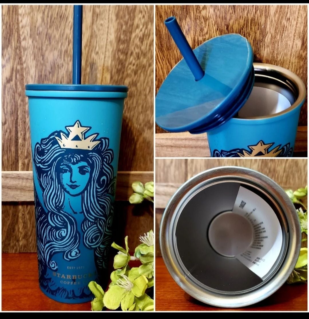 Starbucks Siren Anniversary Stainless Steel Teal Ombre Tumbler (Very Rare Overse