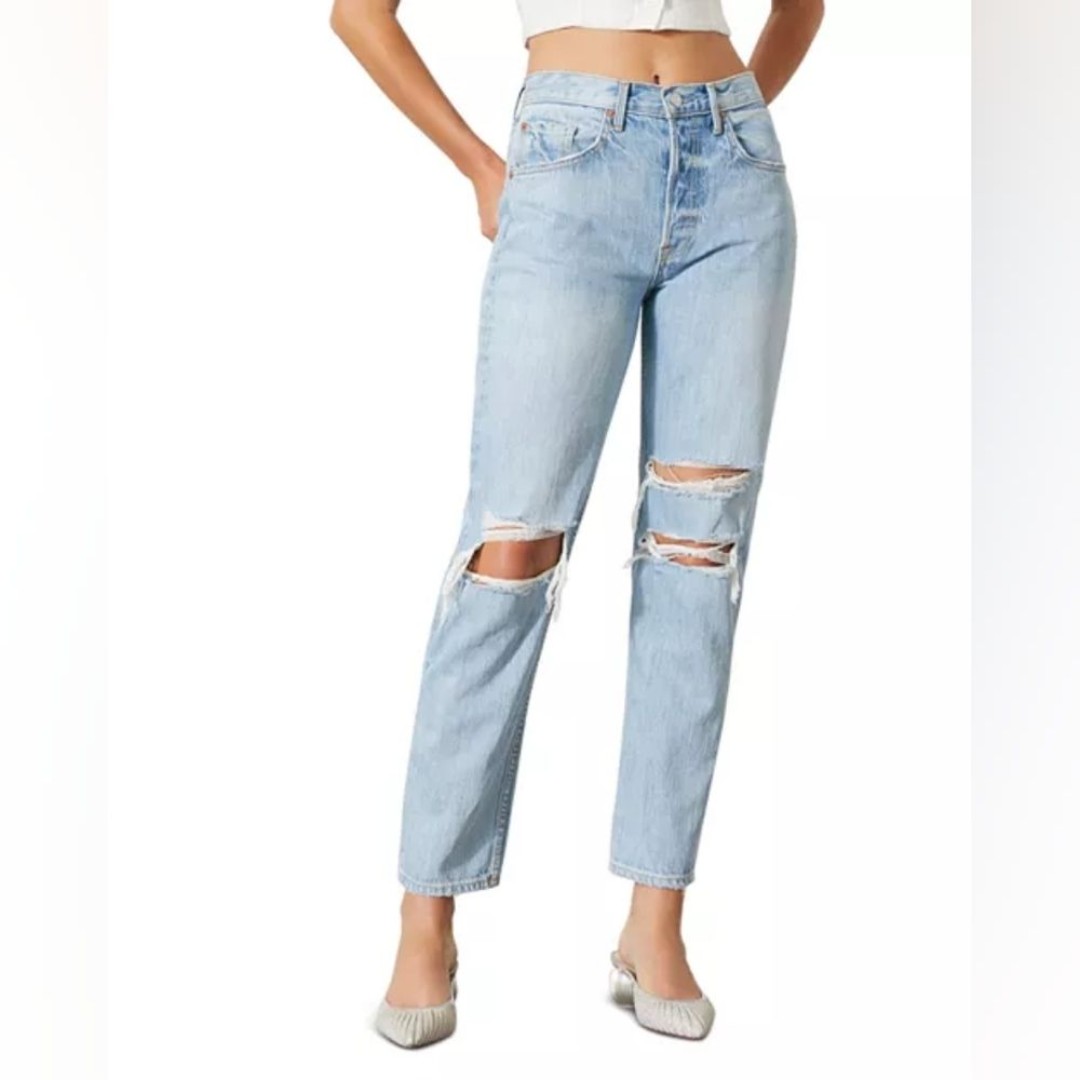 NWOT GRLFRND MICA RIPPED STRAIGHT LEG JEANS IN WISH YOU WOULD