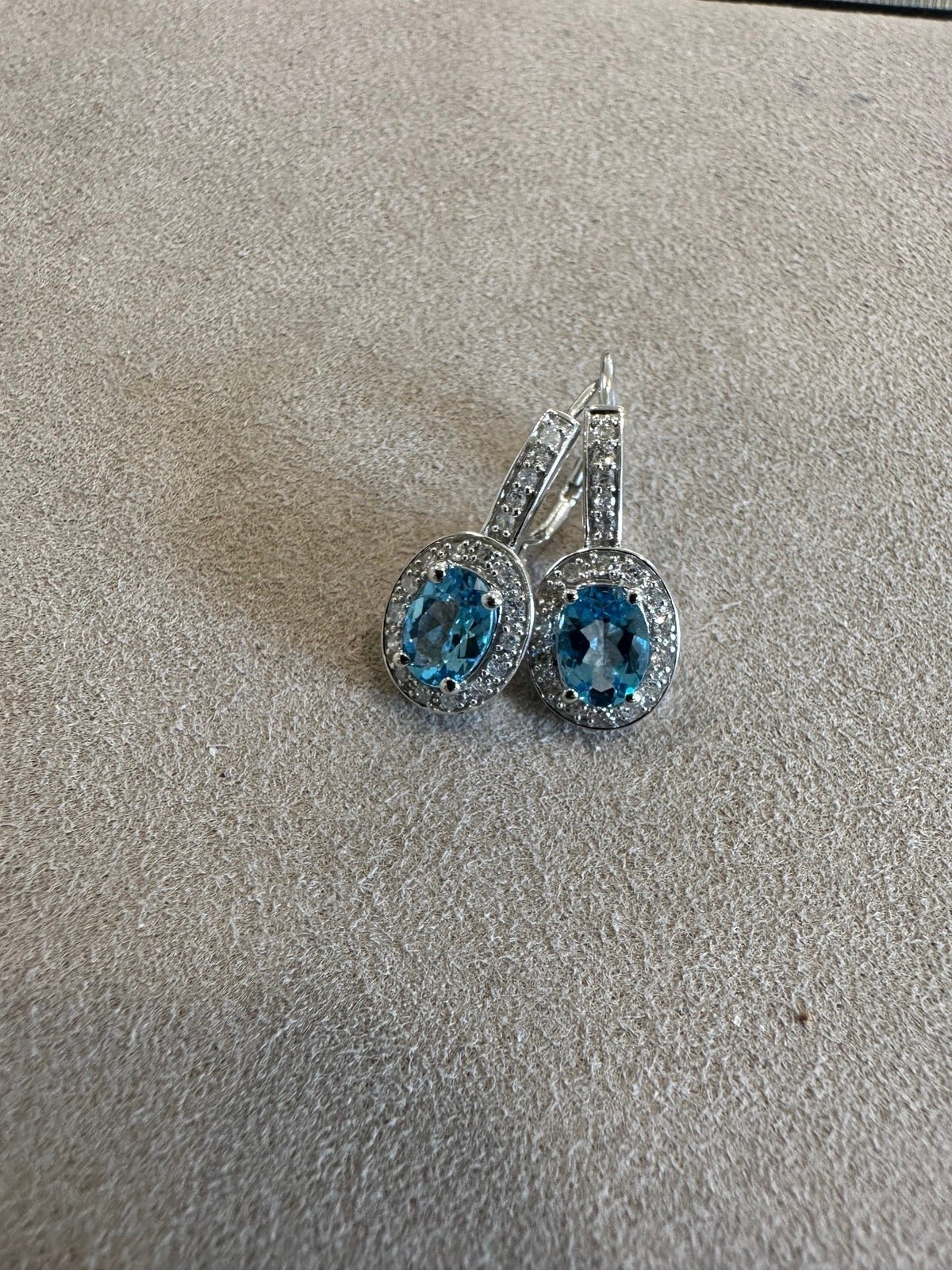 #145. Blue topaz and diamond earrings