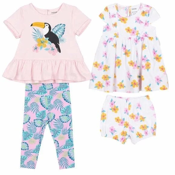 Pekkle Infant 4-piece Set, Toucan , Pink, 18 Months