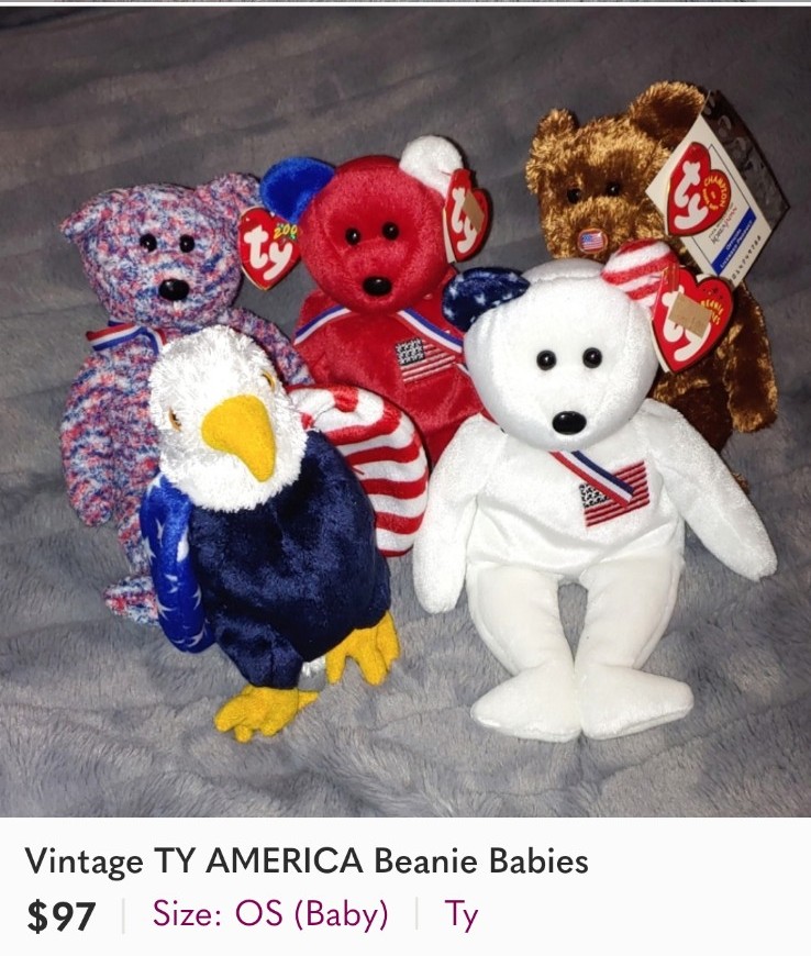 Vintage Ty American Beanie Baby Set