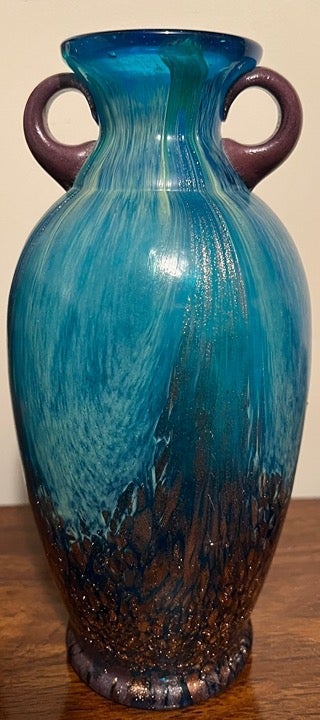 DALE TIFFANY TURQUOISE WITH ROSE GOLD ART GLASS
