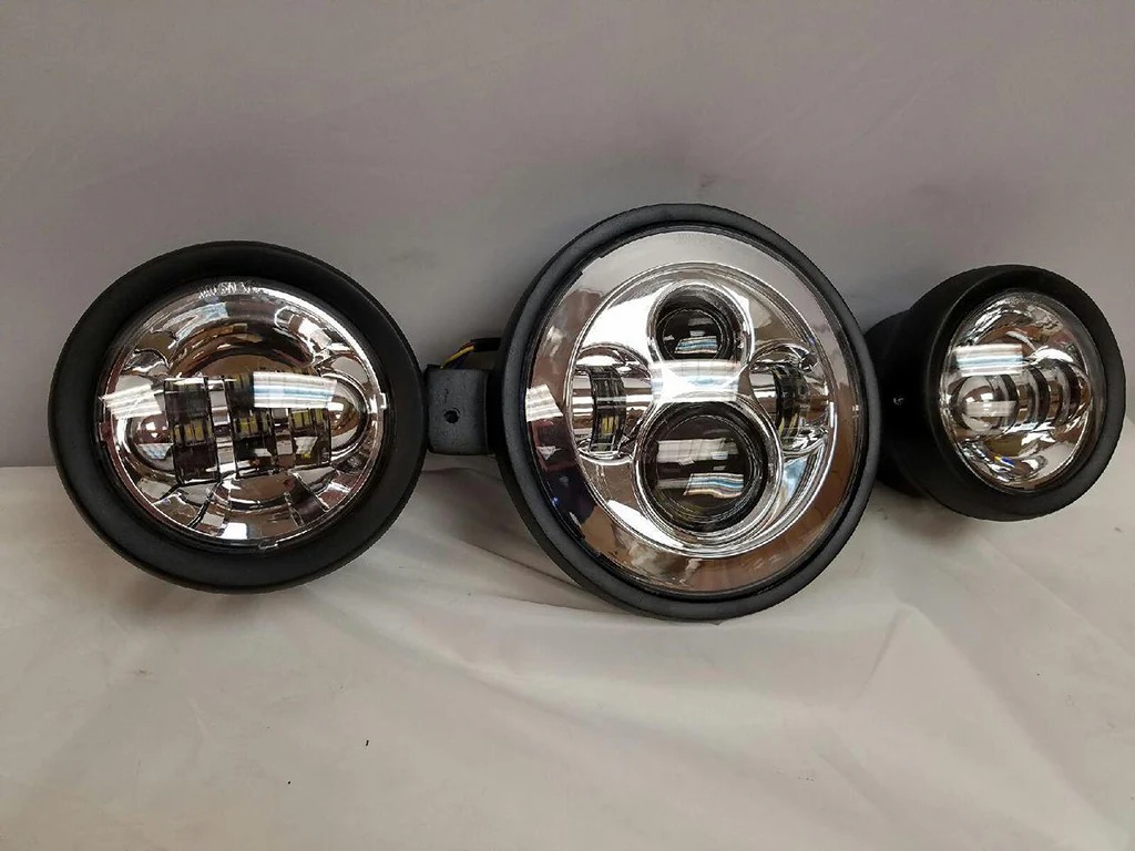 7″ FOR KAWASAKI VOYAGER & VAQUERO HEADLIGHT 4.5″ – 4 1/2″ CHROME LED FOG LIGHTS