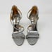 Badgley Mischka 5 Silver Glittery Landmark Strappy Zip Up Heels Sandals Dressy