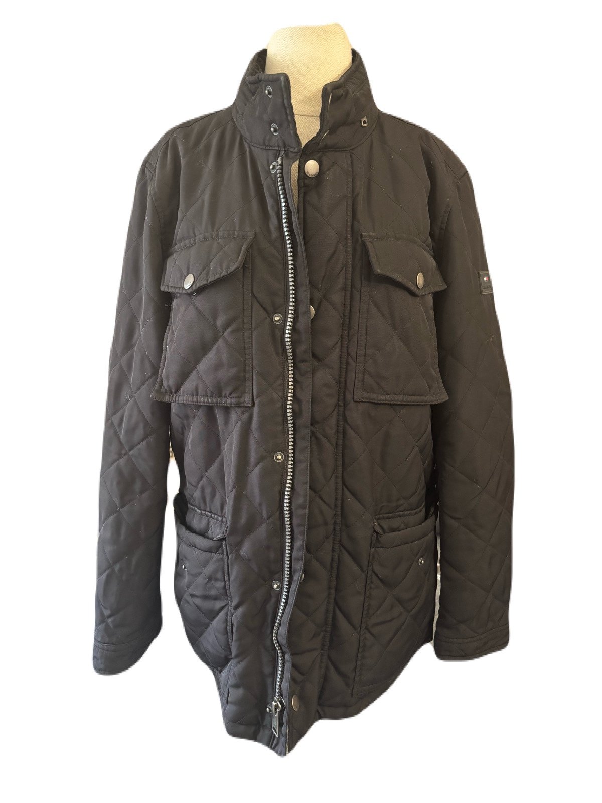 Tommy Hilfiger Quilted Diamond Water Resistant Field Coat Utility Jacket Button