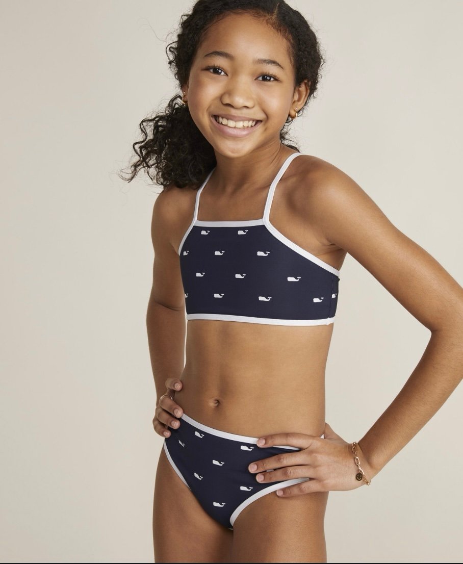NWT Vineyard Vines size small 7/8 two piece navy whale swimsuit. 65 new