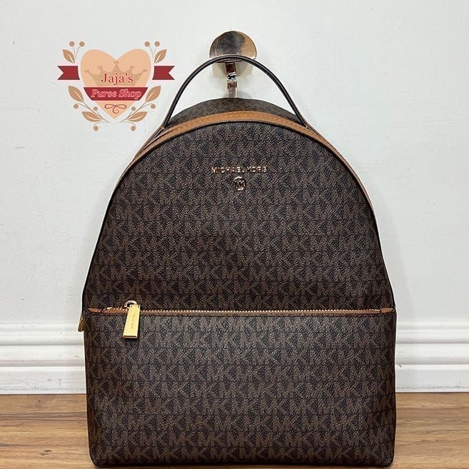Michael Kors Logo-Print Coated Canvas Backpack