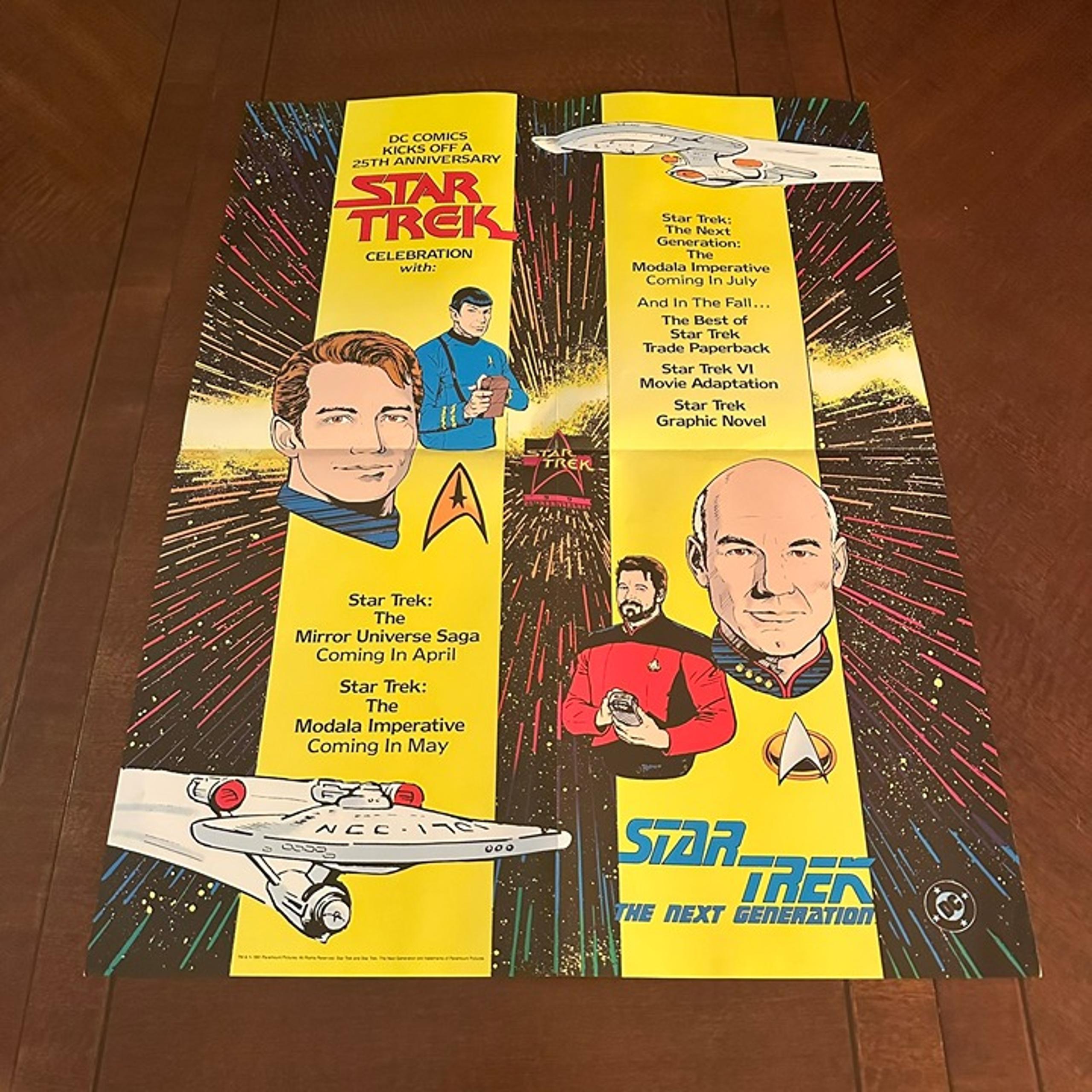 1991 Star Trek 25th Anniversary & DC Comics Promo Poster 22”x17 Vintage Original