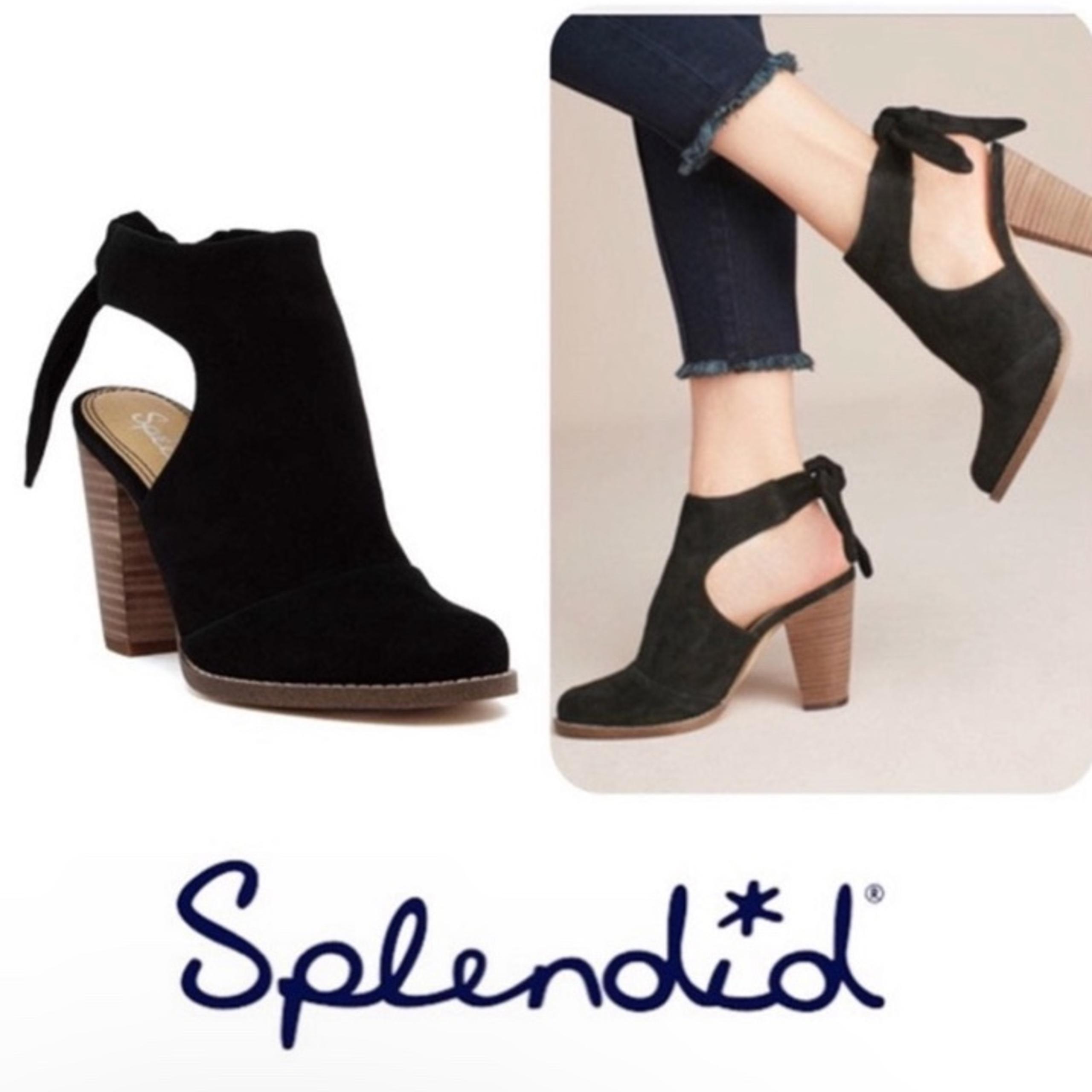 Splendid Black Suede Danae Bow Booties 9 Boot Cutout Anthropologie