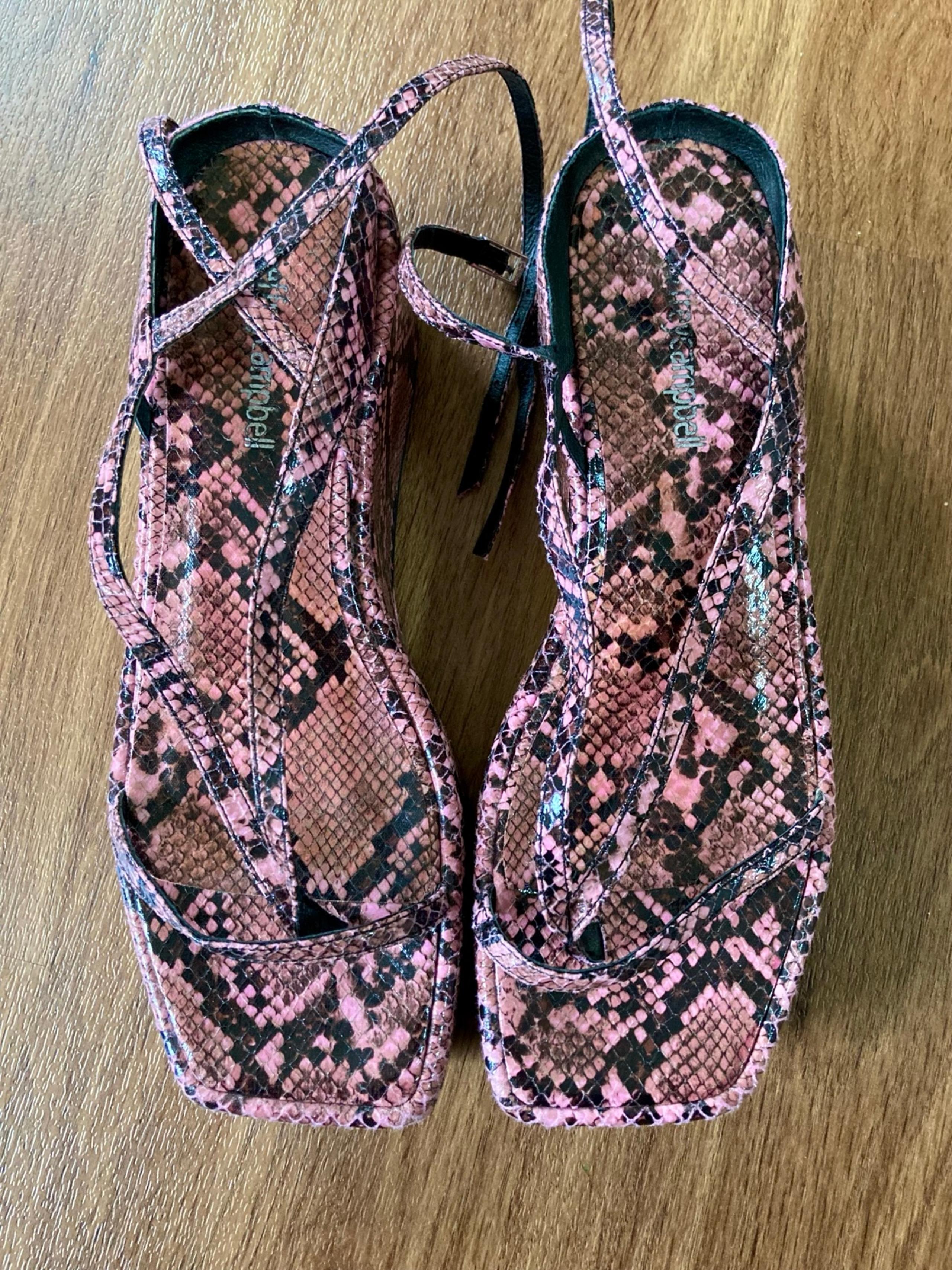 Jeffrey Campbell Pink Black Snakeskin Strappy Platform Sandals