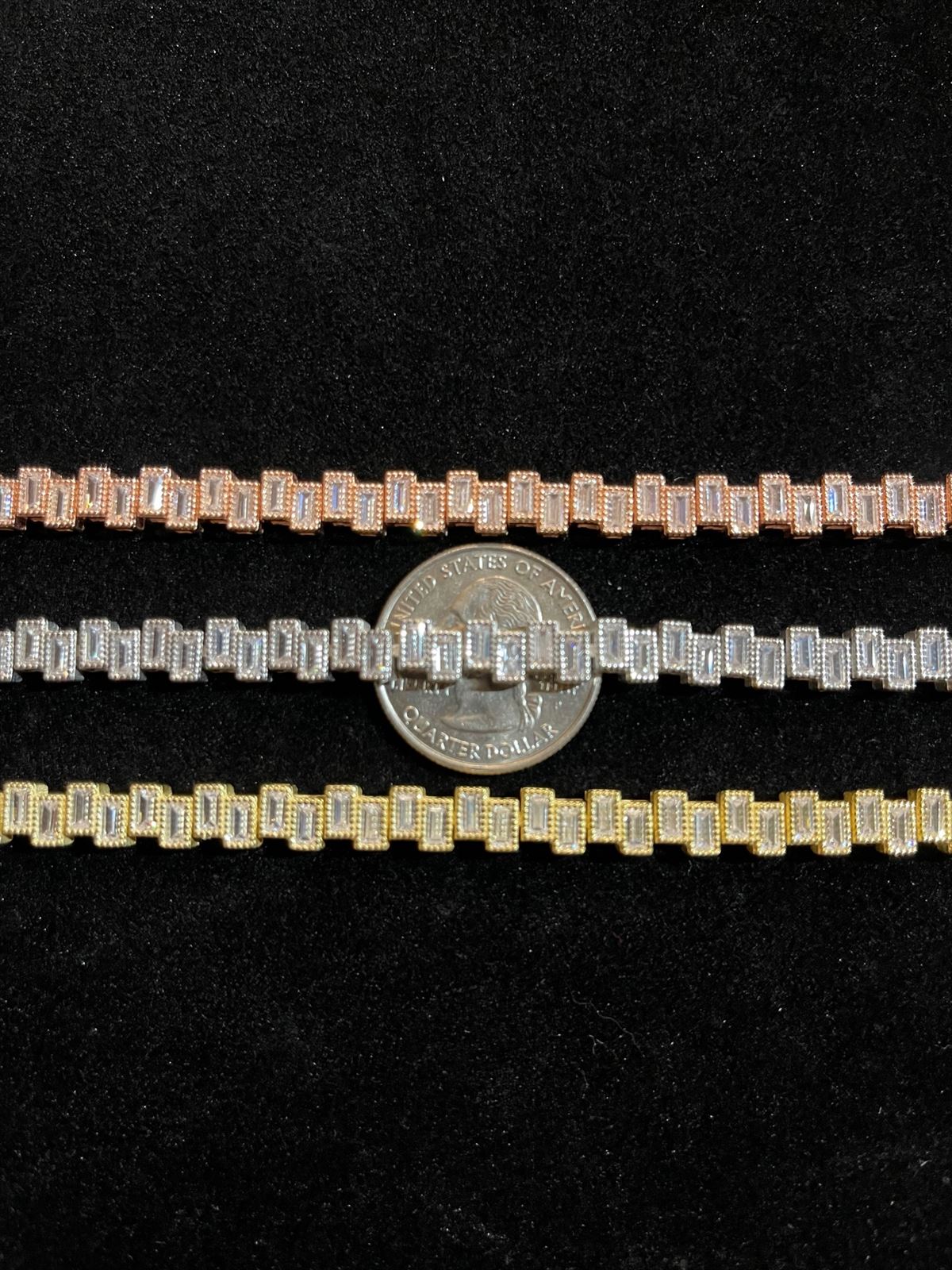 925 shops Silver/Rose/Gold Baguette Bracelet