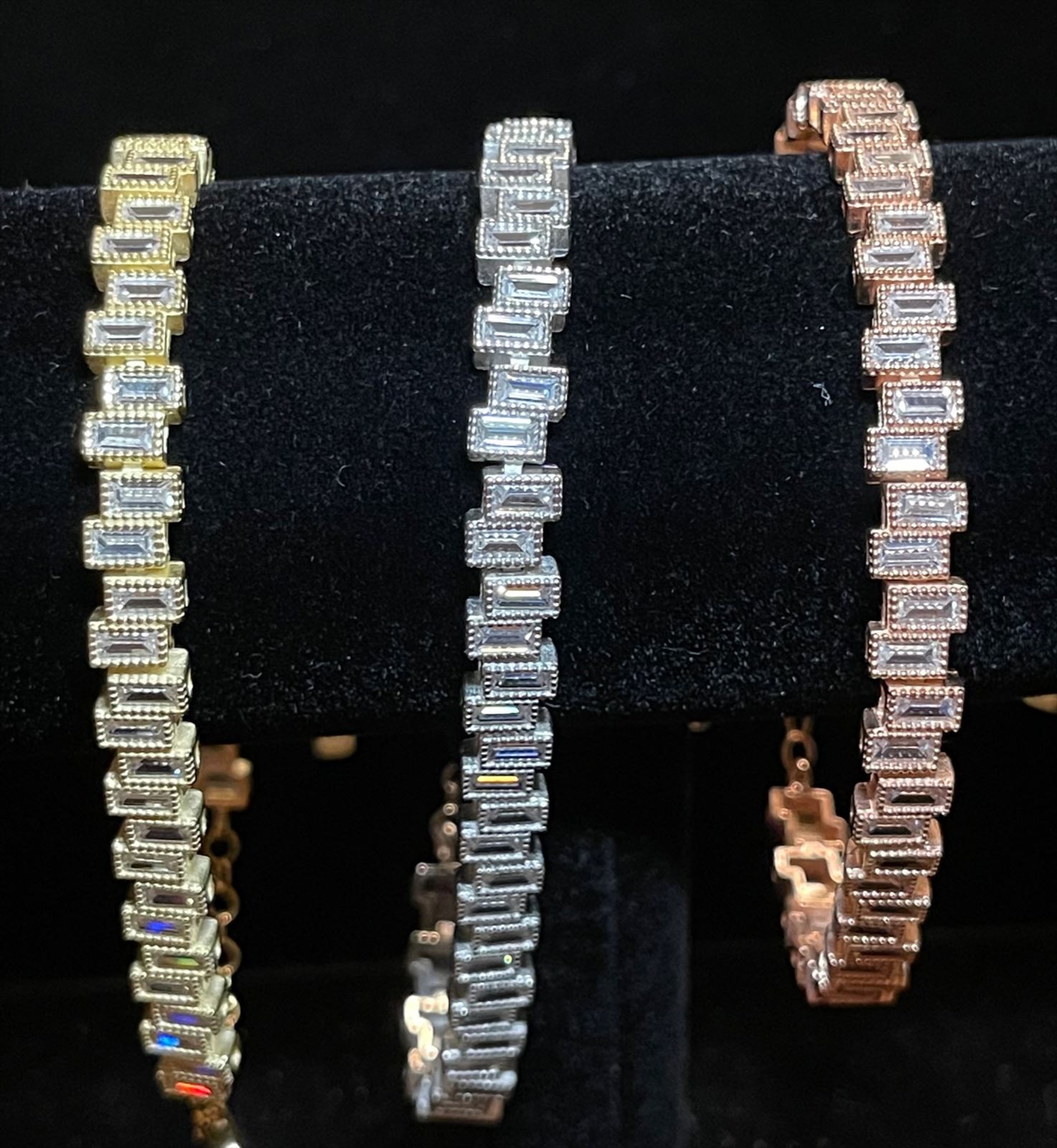925 shops Silver/Rose/Gold Baguette Bracelet