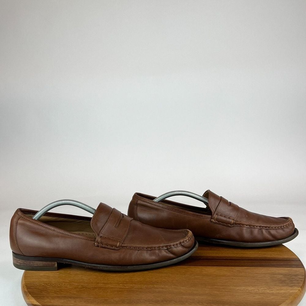 Mens Cole Haan Grand.Os Brown Leather Almond Toe Penny Loafers Size 11.5 M GUC