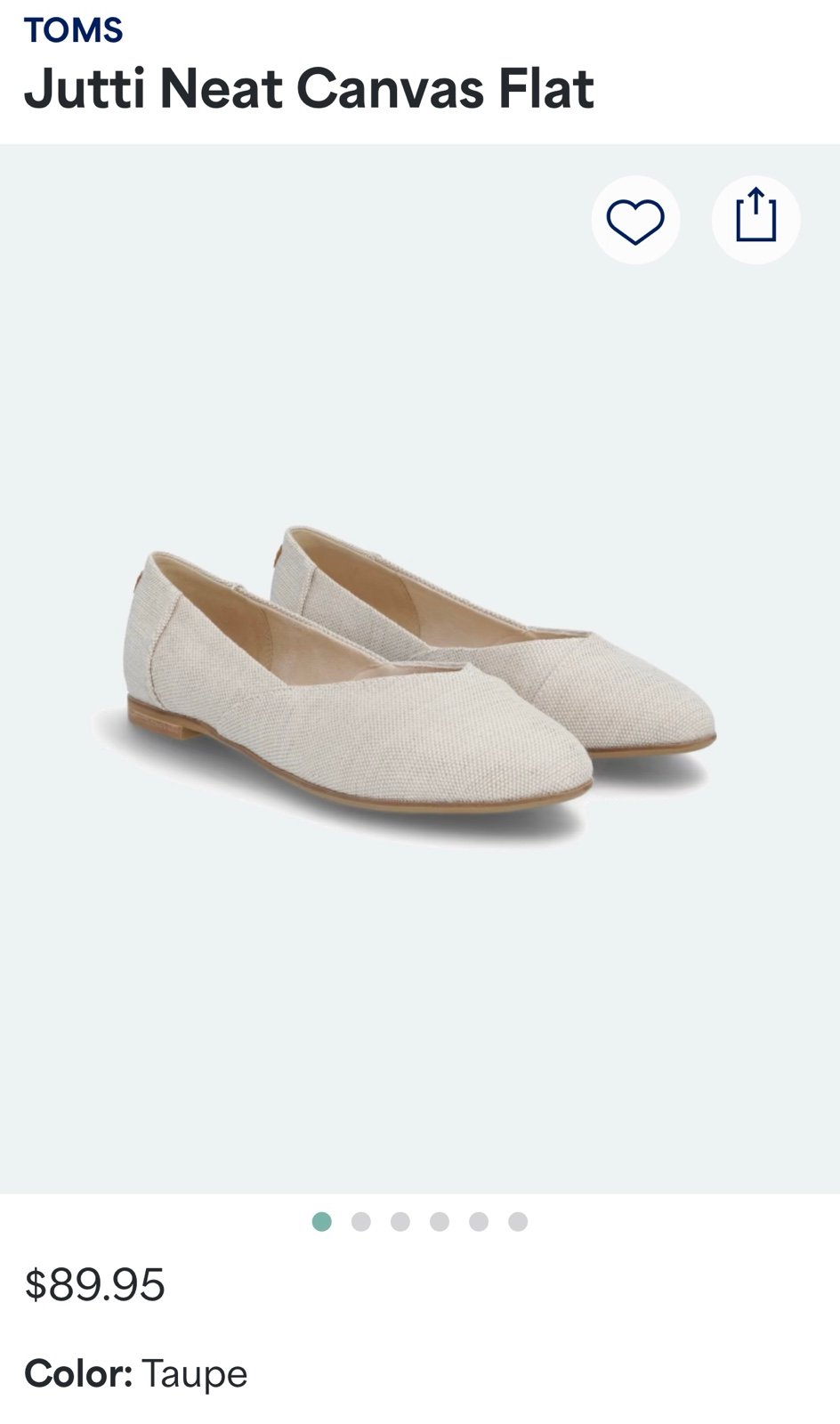 Tom’s Jutti Neat Canvas Flats Size 9.5