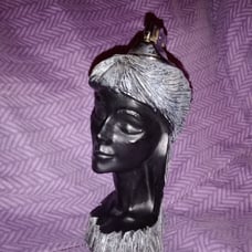 Mid Century Modern Frank Schirman Exotic Black Hawaiian Coral Lady Table Lighter