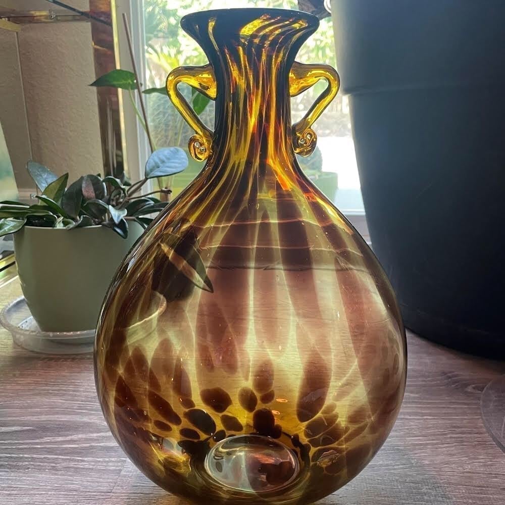 Vintage 1960’s MCM Italian Tortoiseshell Art Glass Vase