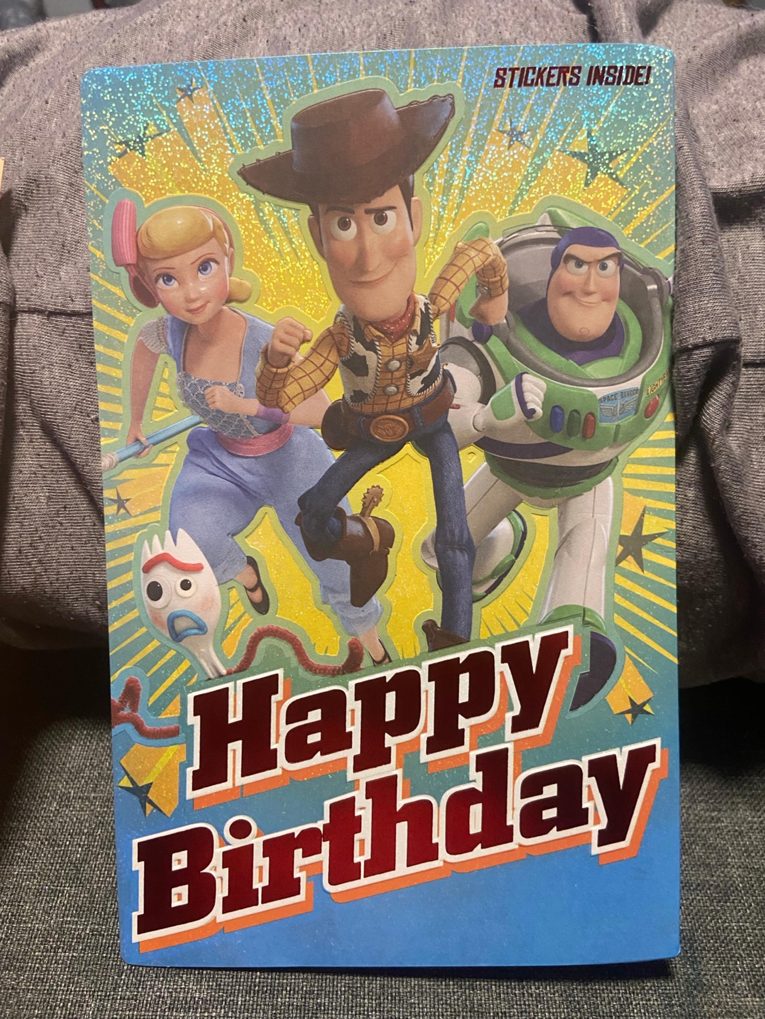 Toy Story Happy Birthday Greeting Card & Stickers. 5x7”. New. Woody. Buzz