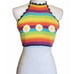 Hand Crafted Rainbow Flower Festival Crochet Halter Crop Top Size Medium