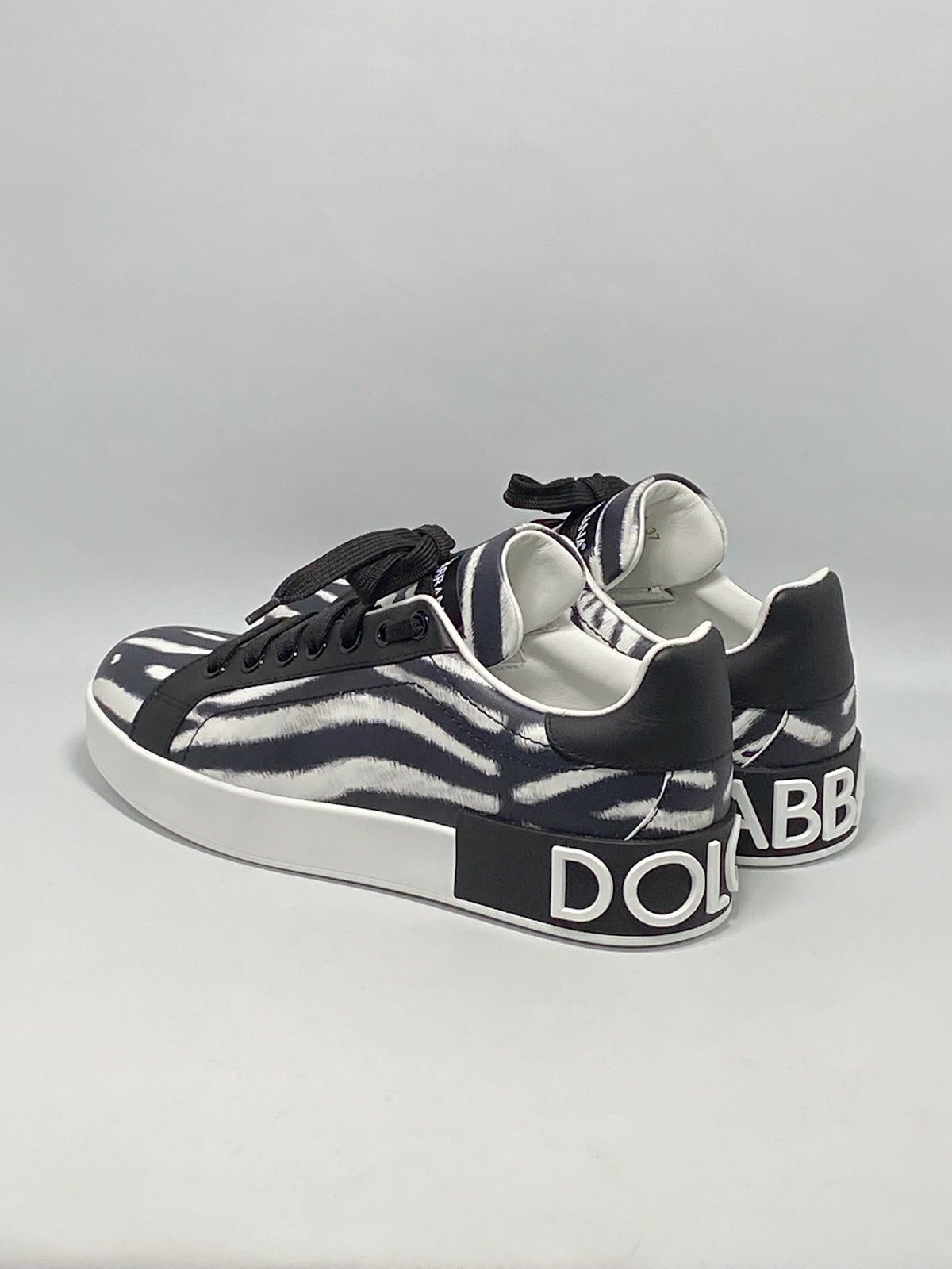 DOLCE&GABBANA Portofino Zebra-Print Sneakers size 37