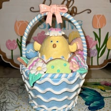 NEW Easter Chick Claydough Easter basket LED LIGHT UP