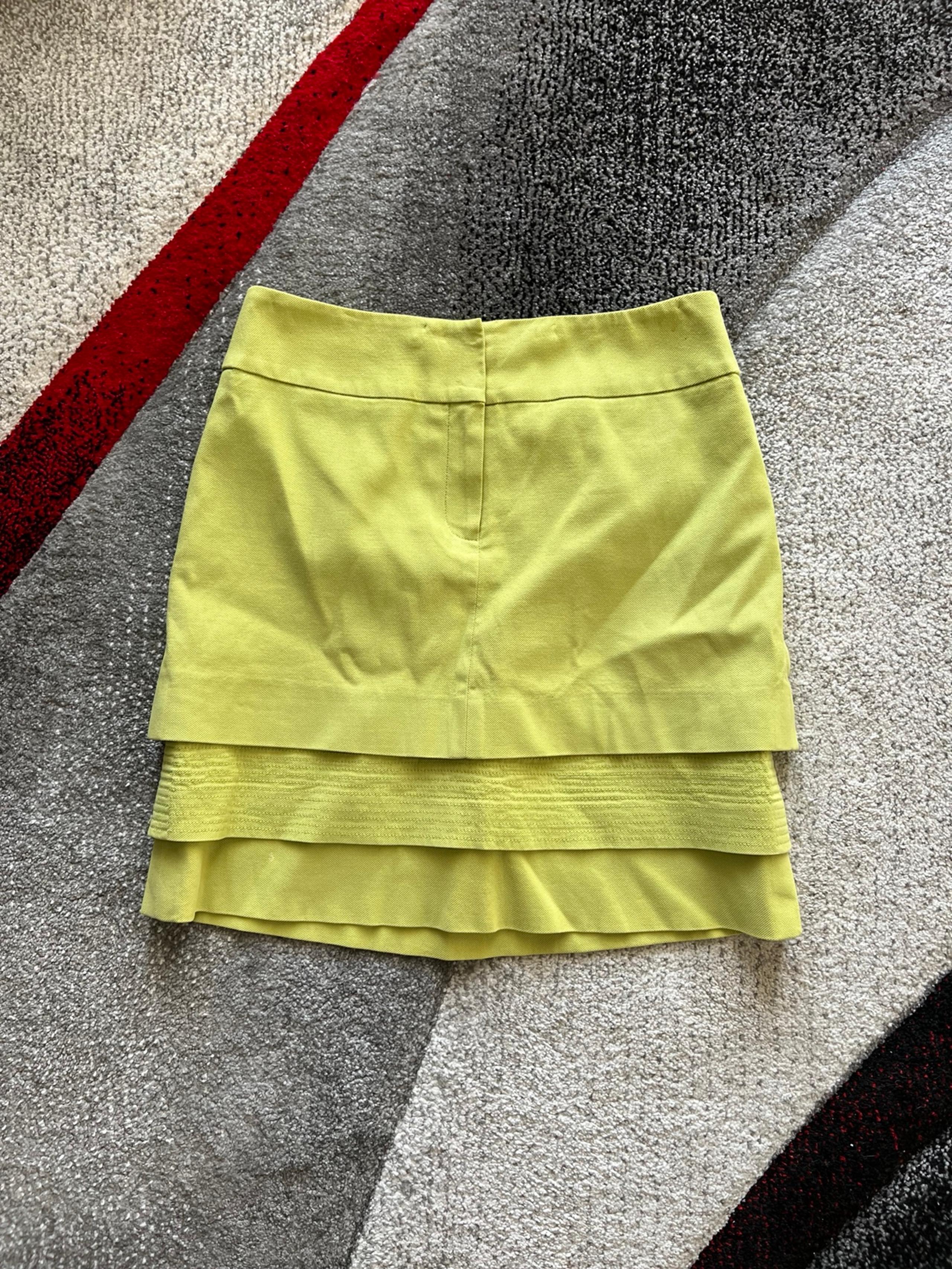 Etcetera Lime Green Tiered Mini Pencil Skirt