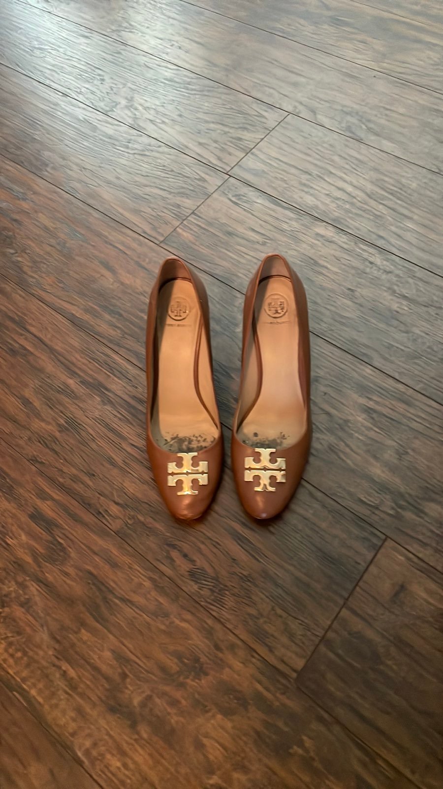Tory burch leather wedge pumps