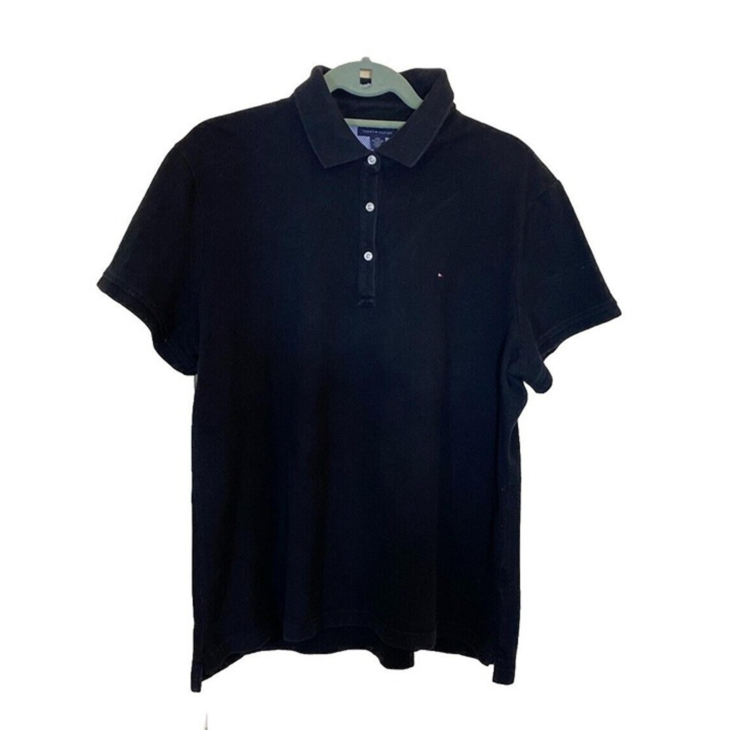 Tommy Hilfiger Women's Short Sleeve Polo Shirt Black Size XXL