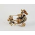 Vintage DAMASCENE Gold Tone Enamel Rickshaw Bike Romantic Couple 3D BROOCH PIN