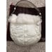 COACH SKI BUNNY Vintage Quilted White Nylon Hobo Shoulder Bag Rabbit Fur Trim