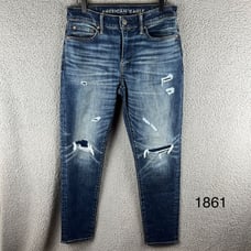 American Eagle Airflex +Athletic Skinny Distressed Jeans Blue Denim Men's 30x30