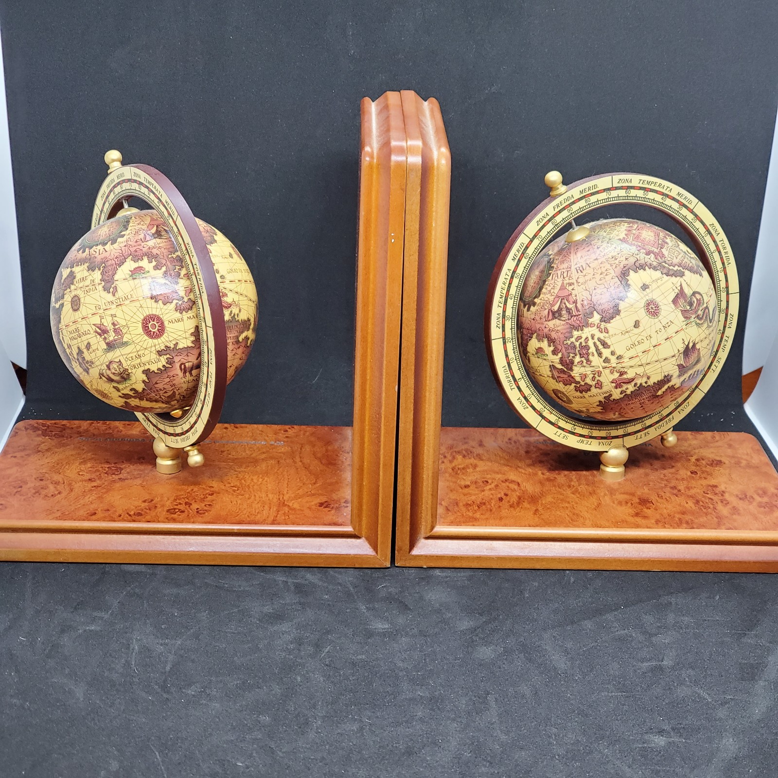 Visa Credit Card Old World Globe Bookends