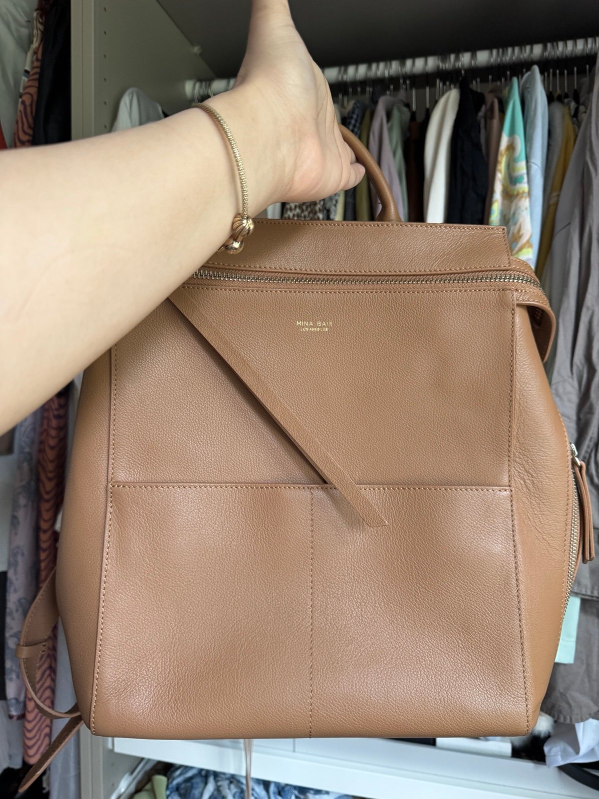 MINA BAIE MIDI TAN HARPER BAG