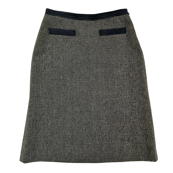 Max Mara Heathered Knit Pencil Skirt Womens 8 Gray Black Wool Blend Knee Length