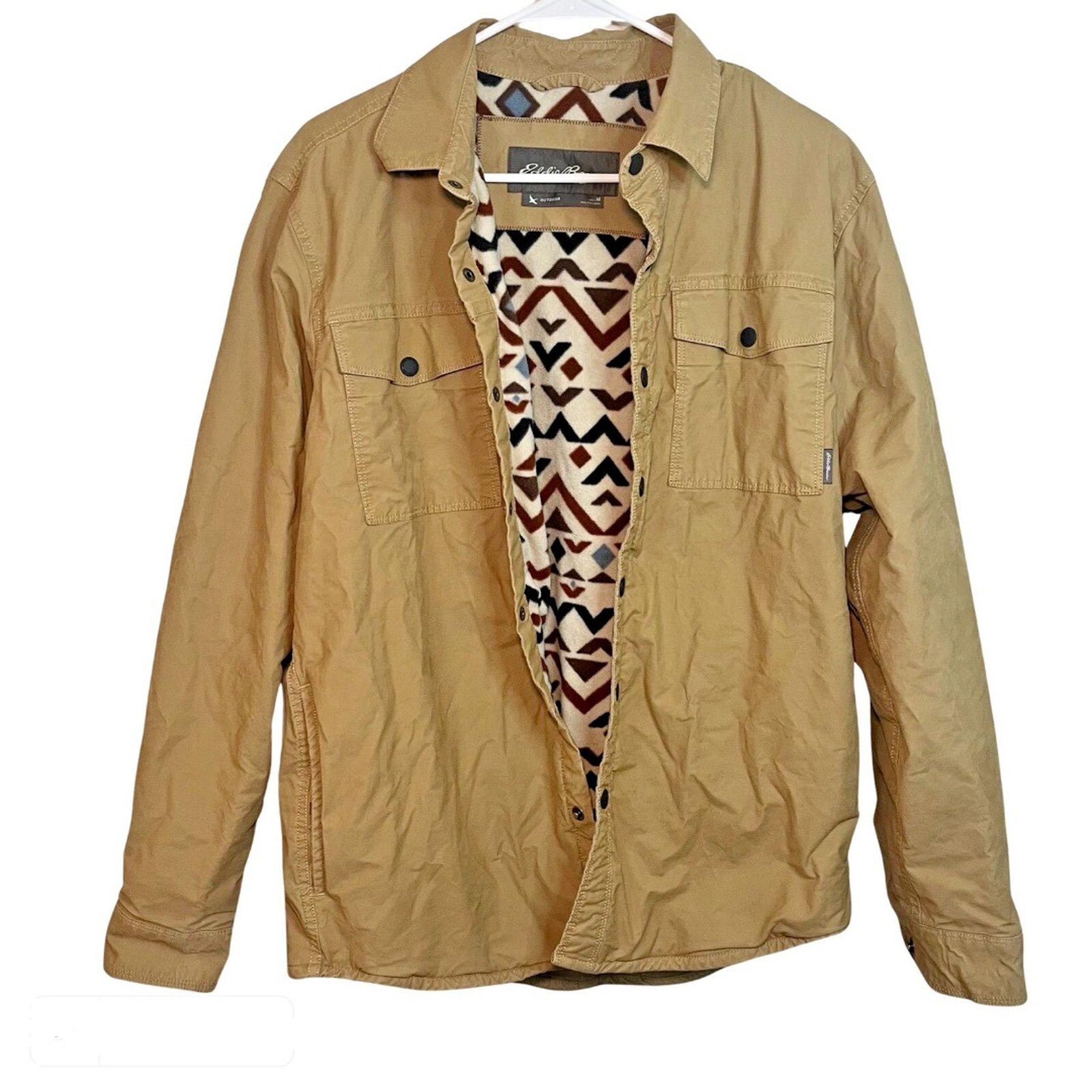 Eddie Bauer Outdoor Voyager Fleece-Lined Shacket Shirt Jacket Tan Men M