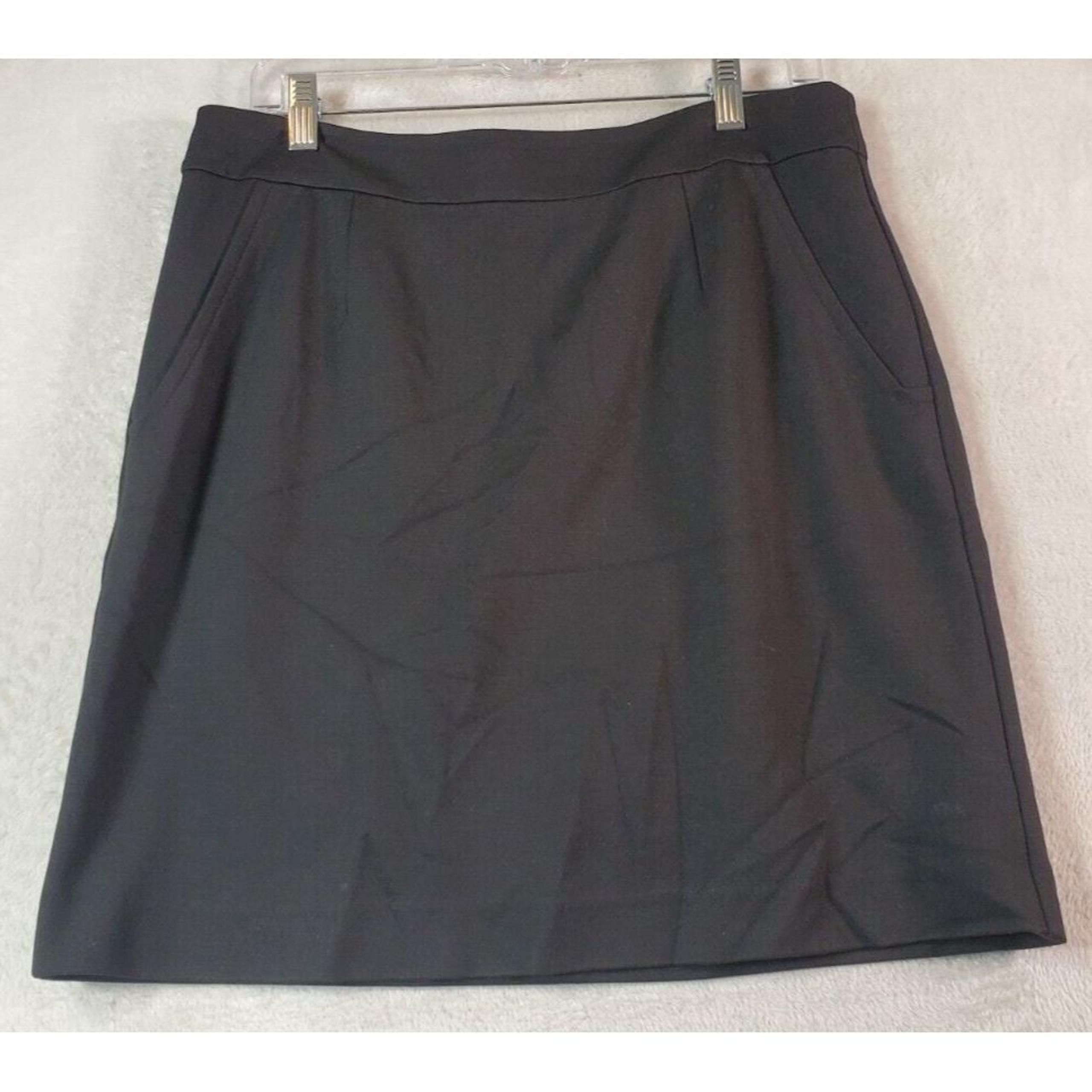 Trina Turk A Line Skirt Women Size 10 Black Modal Slash Pocket Lined Back Zipper