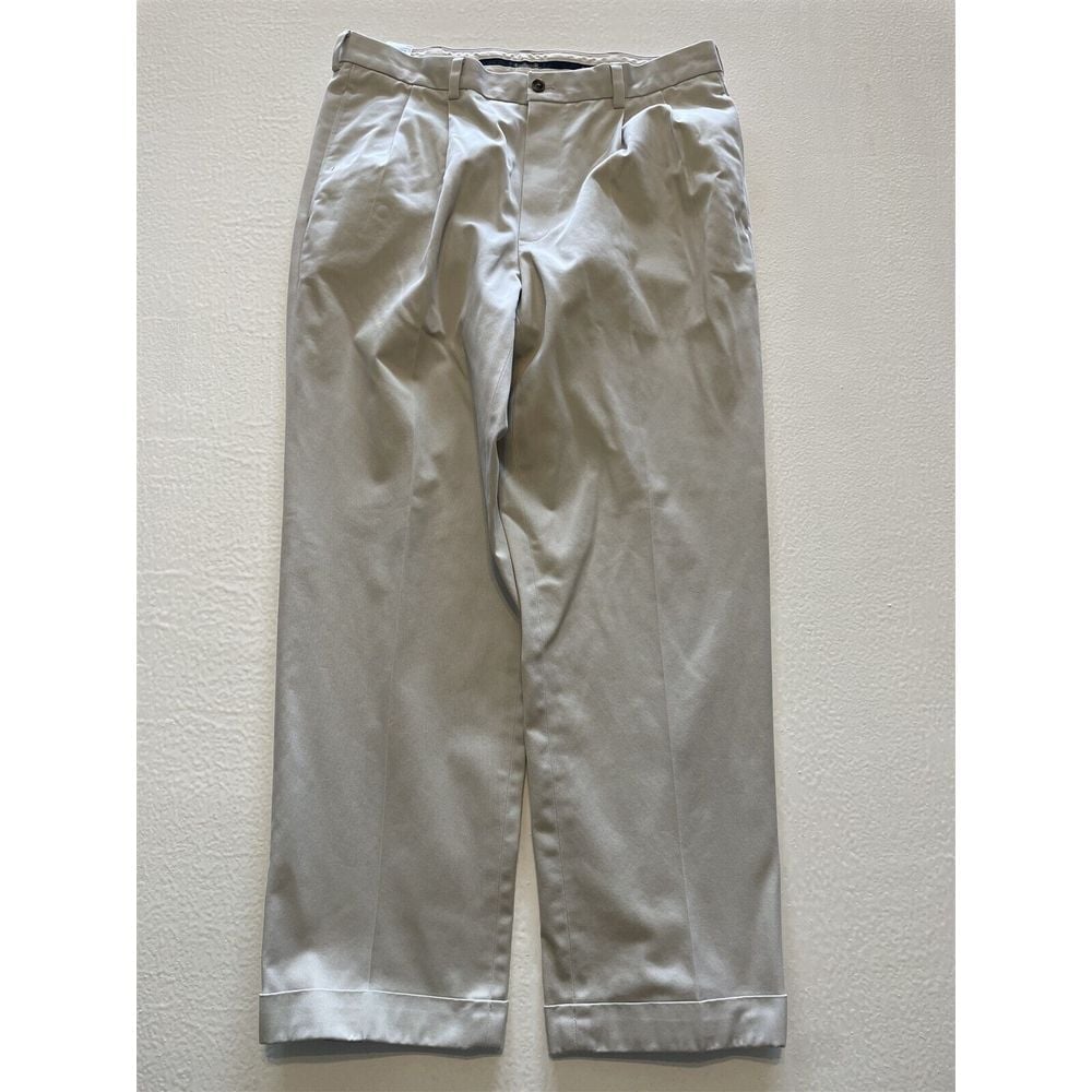 Brooks Brothers 35 x 30 Stone Advantage Chino Thompson Pleated Twill Pants