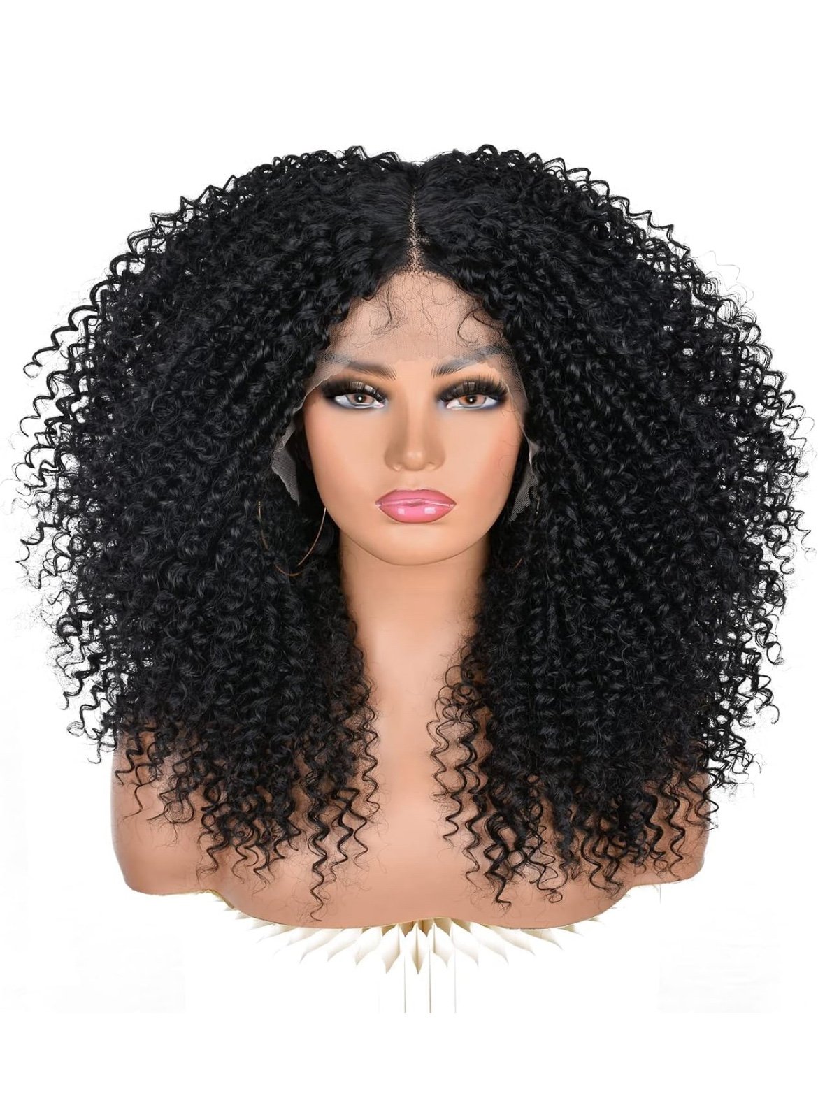 Black curly lace front wig