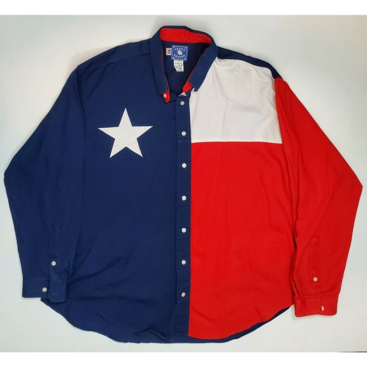 Texas Cotton Mens XL Lone Star Texas Western Button Down Shirt Rodeo MADE IN USA Texas Cotton Mens XL Lone Star Texas Western Button Down Shirt Rodeo MADE IN USA