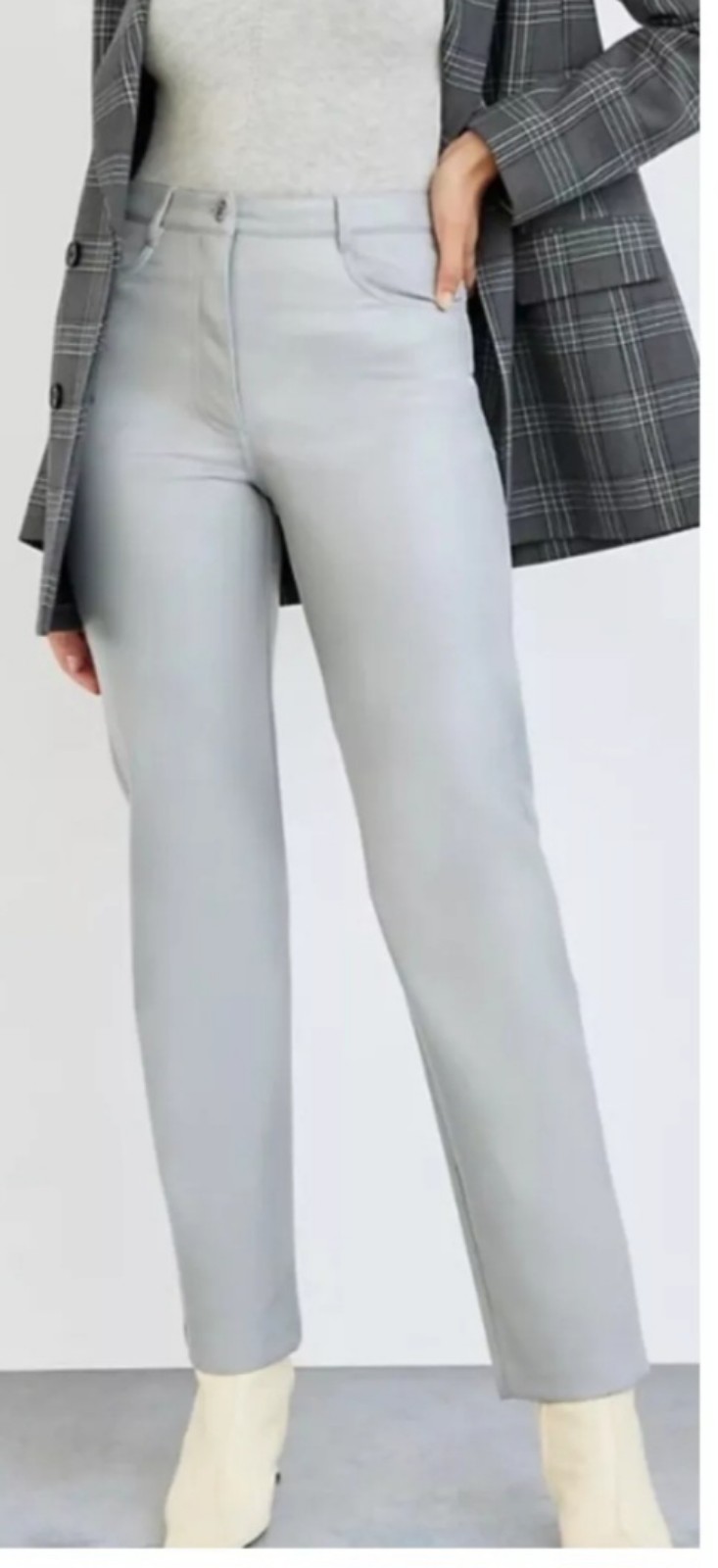 NWT Wilfred Aritzia Melina Pant High-waisted Vegan Leather Marble Gray 2 148