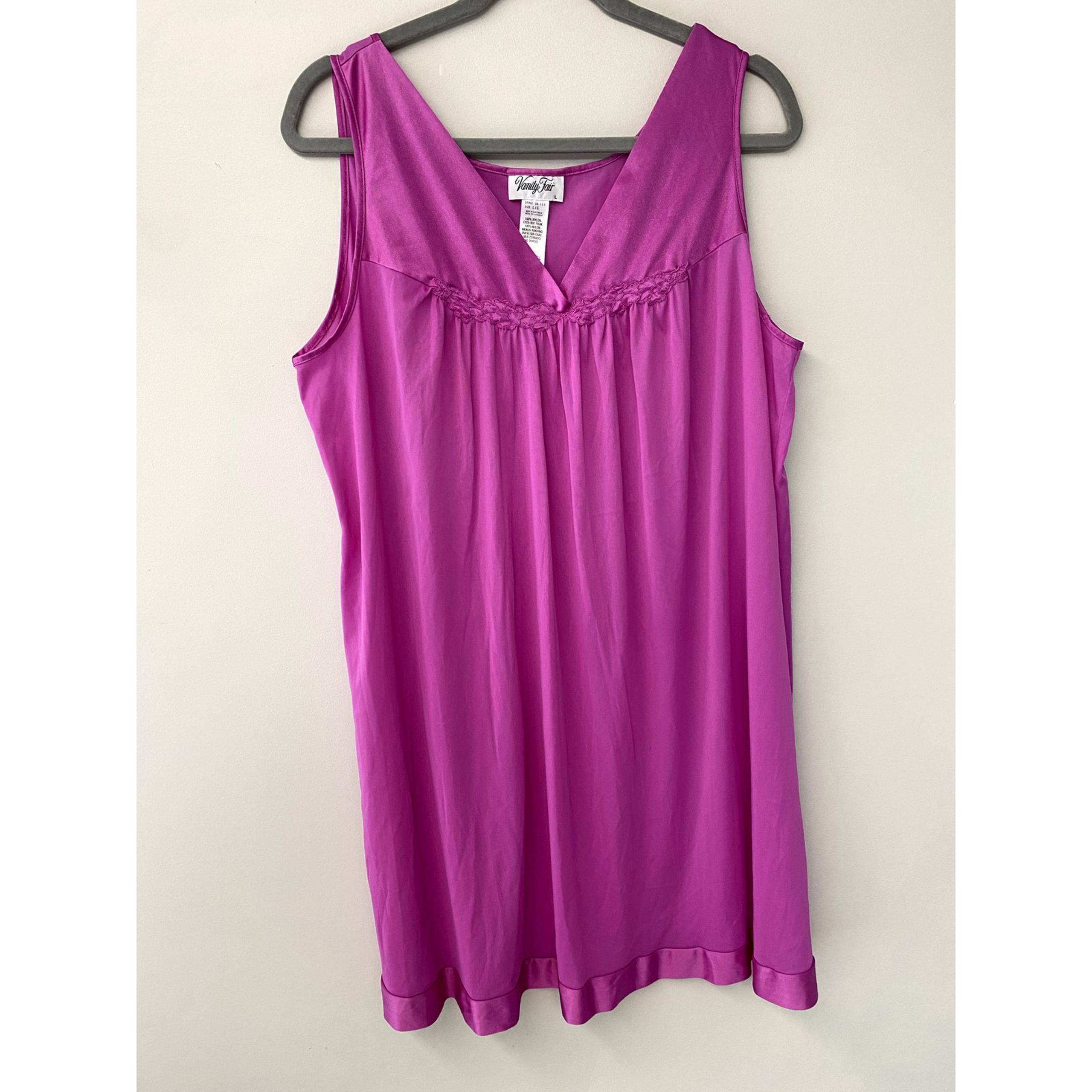Vintage Vanity Fair Pink Sleeveless Nightgown Slip Dress Sz L