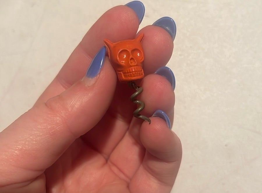 Vtg Rare 1912 Small Hall's Red Devil Skull Corkscrew