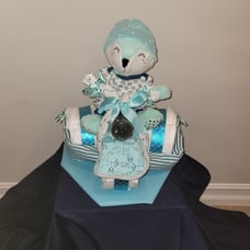 Light Teal Sleepy Fox Diaper Trycycle cake-gender neutral-**Free Shipping **